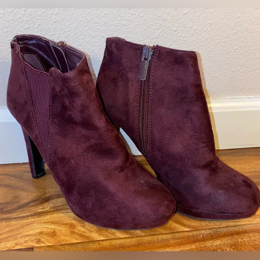 Impo Maroon Suede High Heel Bootie